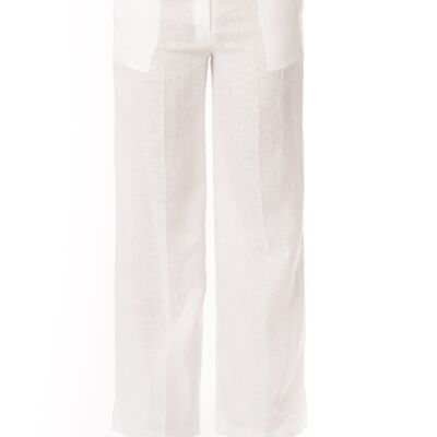 pantalon classique en lin blanc taille normale