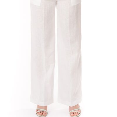 pantalon classique en lin blanc taille normale