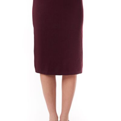 knitted skirt handcrafted side slit elastic waistband burgundy