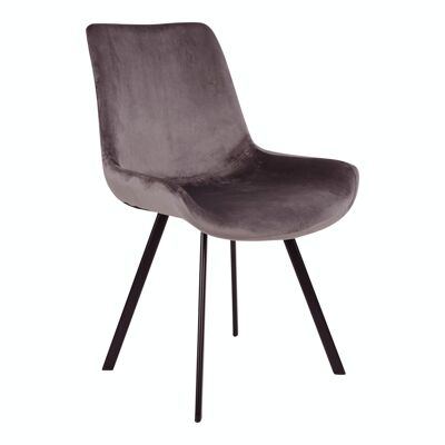 Memphis Dining Chair - Silla de terciopelo gris con patas negras HN1218