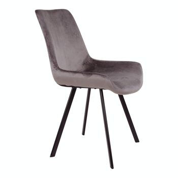 Memphis Dining Chair - Chaise en velours gris avec pieds noirs HN1218 3