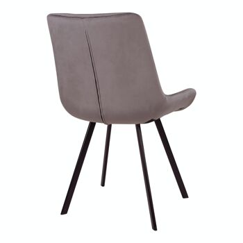 Memphis Dining Chair - Chaise en velours gris avec pieds noirs HN1218 4