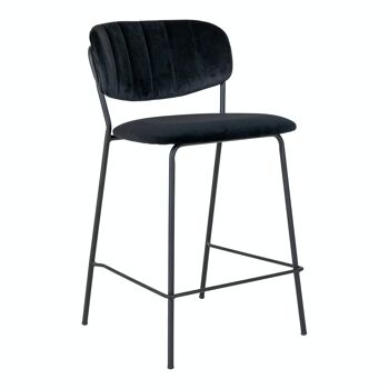 Alicante Counter Chair - Chaise de comptoir en velours noir avec pieds en métal noir HN1207 1