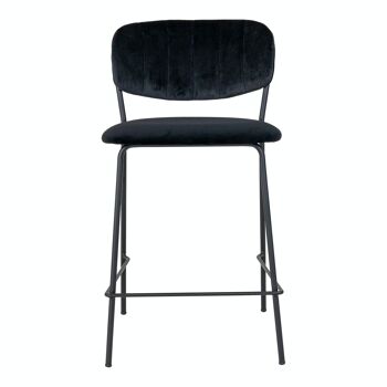 Alicante Counter Chair - Chaise de comptoir en velours noir avec pieds en métal noir HN1207 2