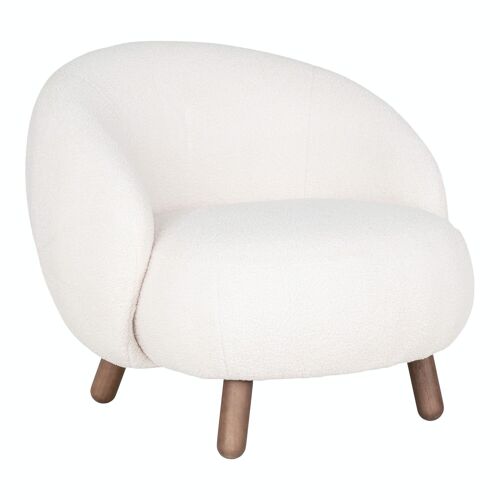 Savona Lounge Chair - Lounge chair in white artificial lambskin with walnut look legs