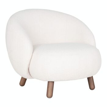 Savona Lounge Chair - Chaise longue en faux cuir d'agneau blanc avec pieds aspect noyer 1