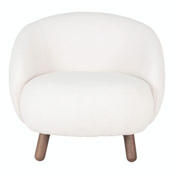 Savona Lounge Chair - Chaise longue en faux cuir d'agneau blanc avec pieds aspect noyer 3