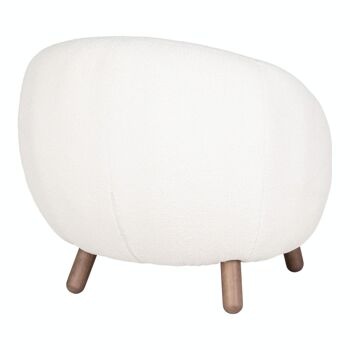 Savona Lounge Chair - Chaise longue en faux cuir d'agneau blanc avec pieds aspect noyer 5
