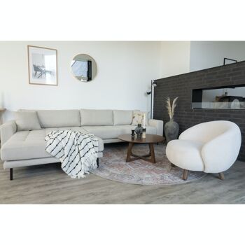 Savona Lounge Chair - Chaise longue en faux cuir d'agneau blanc avec pieds aspect noyer 7