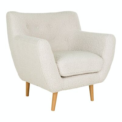 Monte Armchair - Armchair in artificial lambskin with natural legs