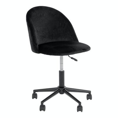 Geneva Office Chair - Office chair in black velvet with black legs HN1207
