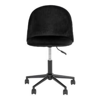 Geneva Office Chair - Chaise de bureau en velours noir avec pieds noirs HN1207 3