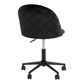 Geneva Office Chair - Chaise de bureau en velours noir avec pieds noirs HN1207 5