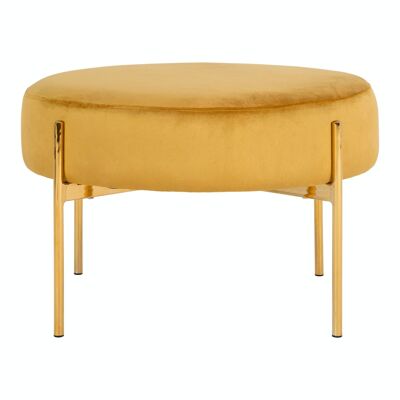 Amadora Pouf - Pouf en velours jaune moutarde avec pieds en laiton HN1204