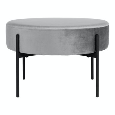 Amadora Pouf - Pouf in velluto grigio con gambe nere HN1213