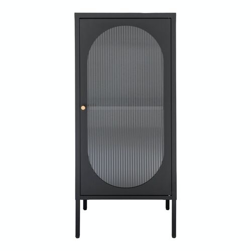 Adelaide Display Cabinet - Display cabinet in black with rippled glass door 35x50x110 cm