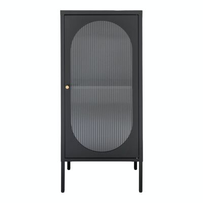 Vitrina Adelaide - Vitrina en negro con puerta de cristal ondulado 35x50x110 cm