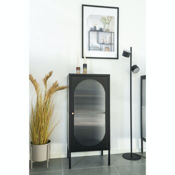 Adelaide Vitrine - Vitrine en noir avec porte en verre ondulé 35x50x110 cm 7