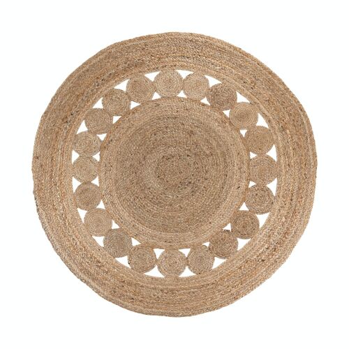 Bombay Rug - Round rug in braided natural jute with pattern Ø150 cm