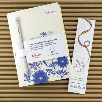 Coffret carnet écologique Teiknote avec crayon à planter - Bleuets 2