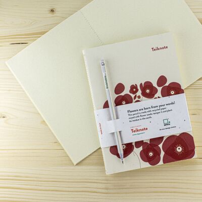 Teiknote ecological notebook set with plantable pencil - Poppies