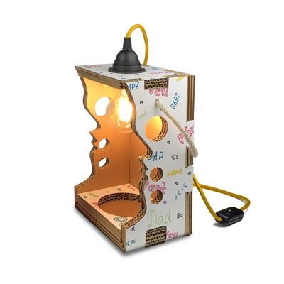 El portabotellas que se convierte en pantalla diseño Wine Lover - Con kit de luces y cable oro amarillo - Día del padre fondo blanco