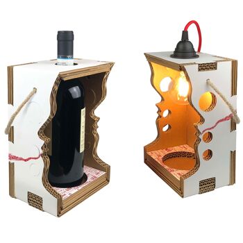 Le porte-bouteille qui devient abat-jour design Wine Lover - Avec kit d'éclairage et câble or jaune - Fête des pères fond noir 4