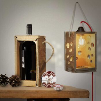 Porte-bouteille lampe design The Bubble Lantern - Sans kit d'éclairage - Bois & notes éco-responsables 2
