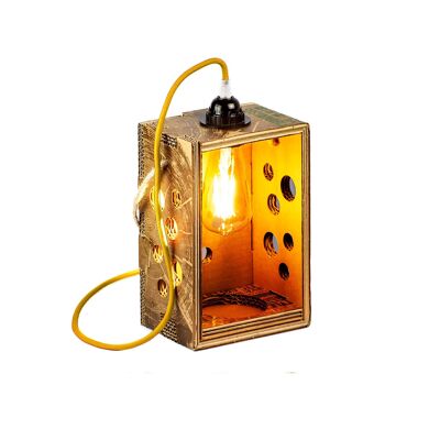 Lámpara portabotellas de diseño The Bubble Lantern - Amarillo dorado - Madera y notas ecológicas
