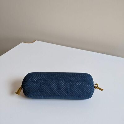 Blue indigo dot roller cushion
