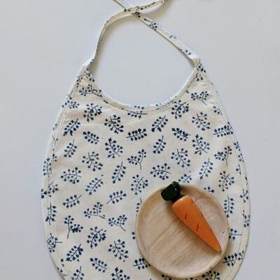 Blue indigo flower bib