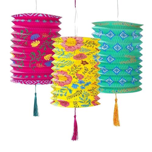 Boho Paper Lanterns Decorations, Summer Party - 3 Pack