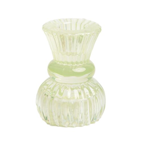 Small Light Green Glass Candle Holder, Spring Decor