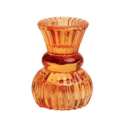 Small Orange Glass Candle Holder
