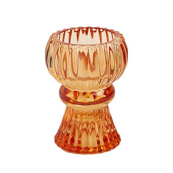 Petit bougeoir en verre orange 2