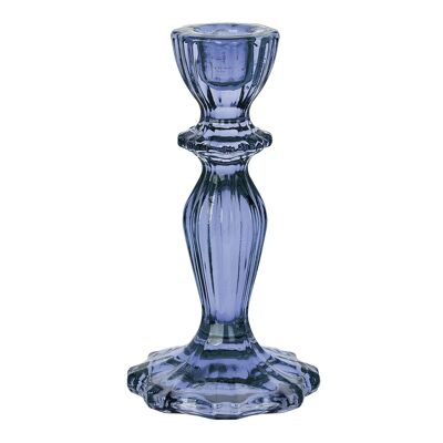 Navy Blue Glass Candlestick Holder