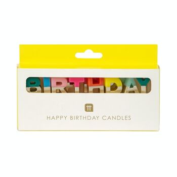 Bougies lettres arc-en-ciel 'Joyeux anniversaire' 6
