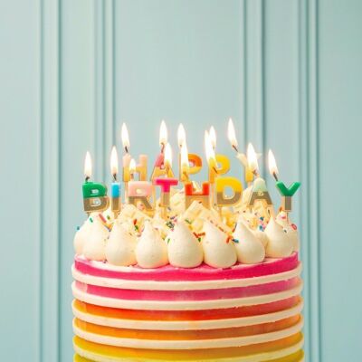 Rainbow 'Happy Birthday' Letter Candles