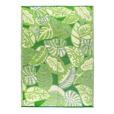 Green Tropical Palm Leaf Outdoor Rug