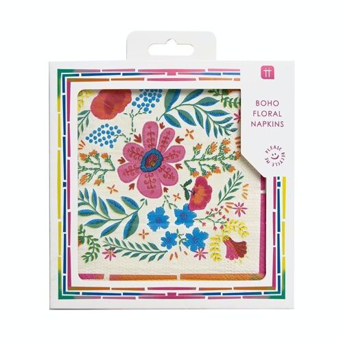 Eco-Friendly Boho Floral Paper Napkins - 20 Pack