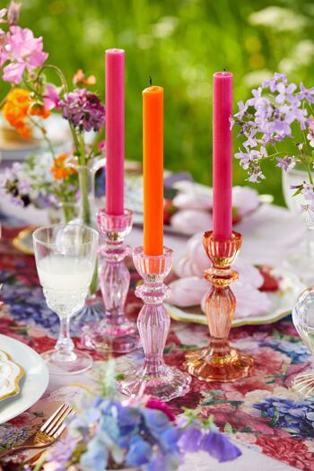 Bougies de dîner intérieures orange et rose, décoration d'été 3