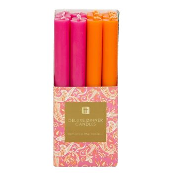 Bougies de dîner intérieures orange et rose, décoration d'été 1