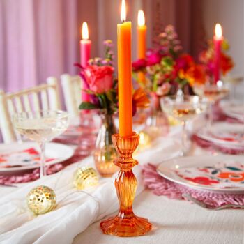 Bougies de dîner intérieures orange et rose, décoration d'été 4