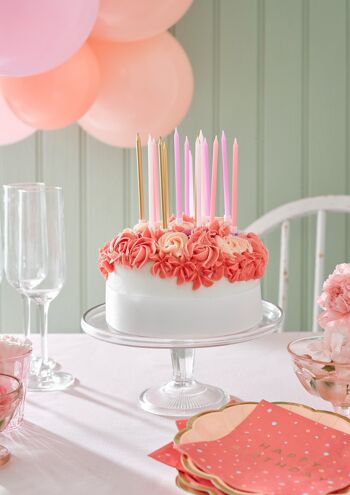 Longues bougies d'anniversaire roses et dorées - Paquet de 16 6