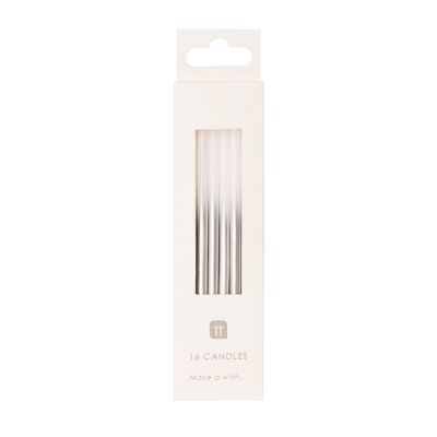 White and Silver Candles - 16 Pack