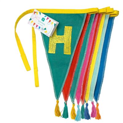 Bunting in tessuto arcobaleno Happy Birthday - 3 m