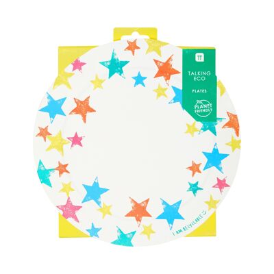 Eco-Friendly Rainbow Star Plates - 12 Pack