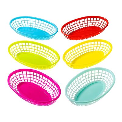 Colourful Plastic Food Baskets - 6 Pack