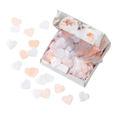 Confeti de boda rosa y blanco en forma de corazón