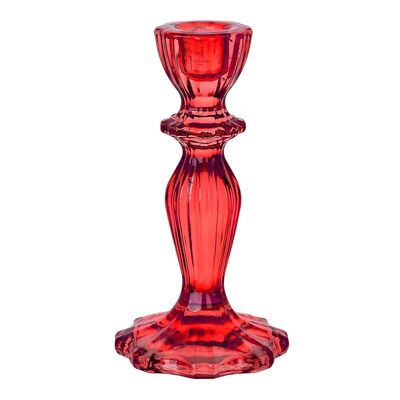 Bougeoir en verre rouge